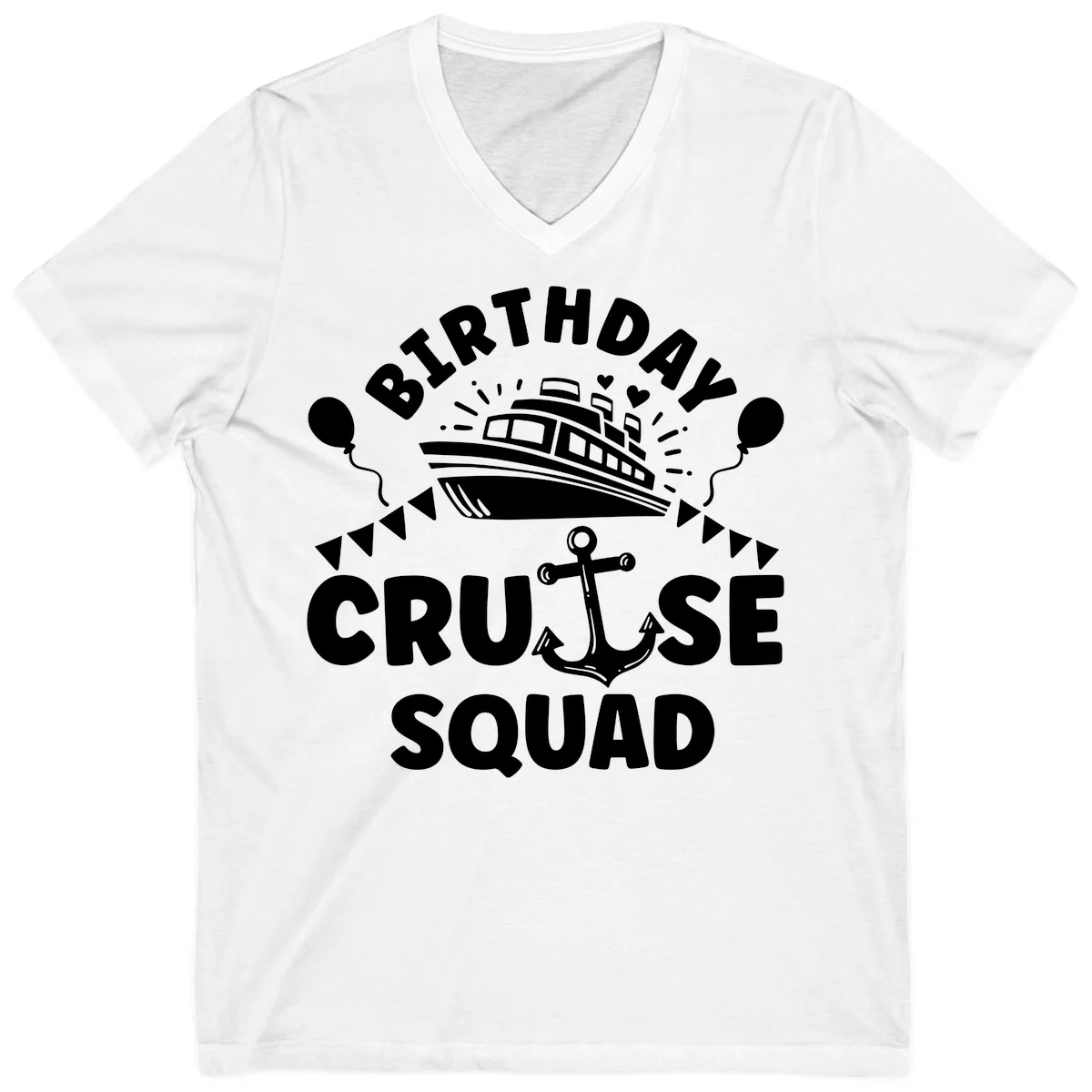 Birthday Cruise Squad V-Neck in White