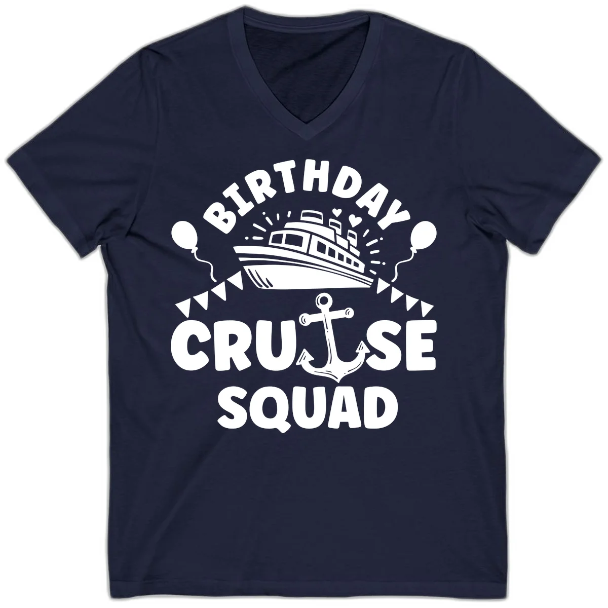 Birthday Cruise Squad V-Neck in Navy
