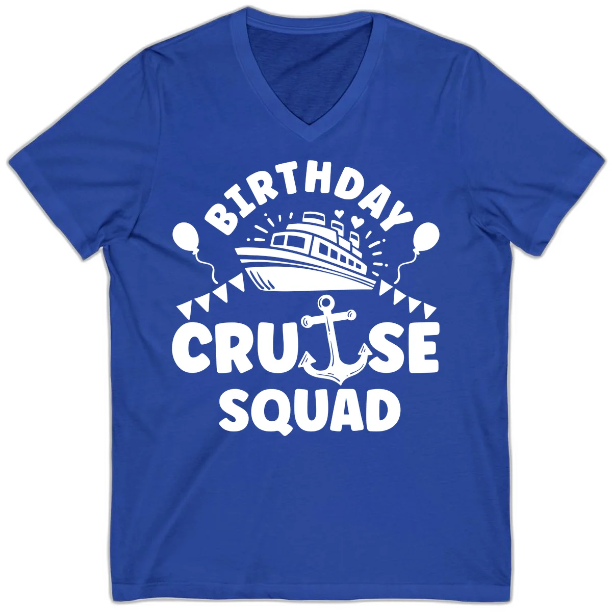 Birthday Cruise Squad V-Neck in True Royal