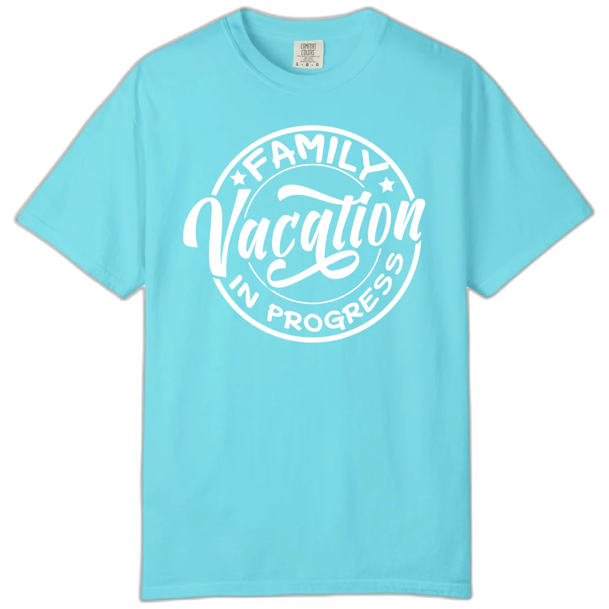 Family Vacation Badge Comfort Color in Lagoon Blue