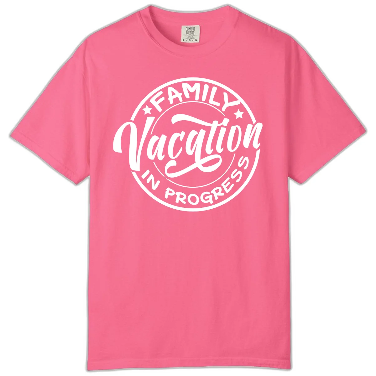 Family Vacation Badge Comfort Color in Crunchberry