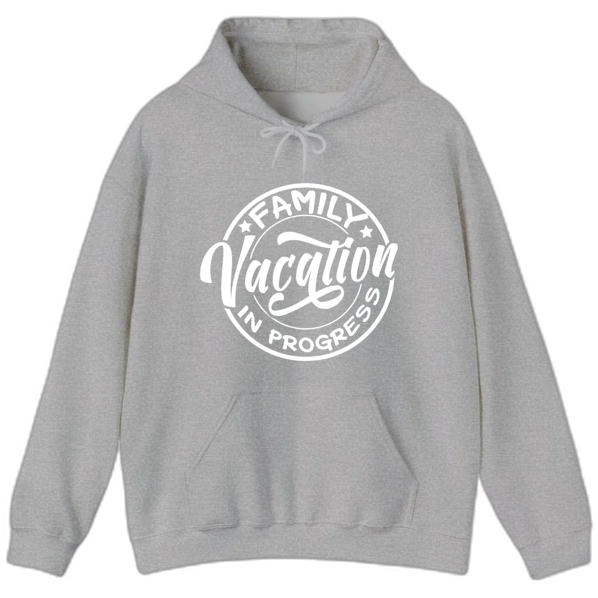 Family Vacation Badge Hoodie in Sport Grey