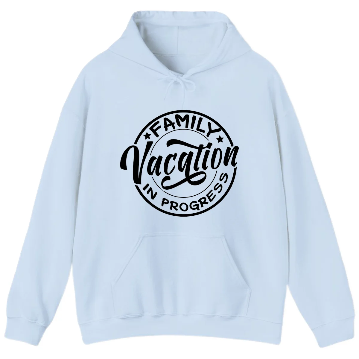 Family Vacation Badge Hoodie in Light Blue