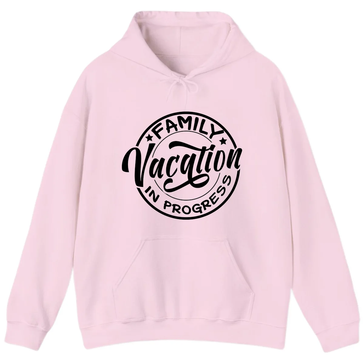 Family Vacation Badge Hoodie in Light Pink