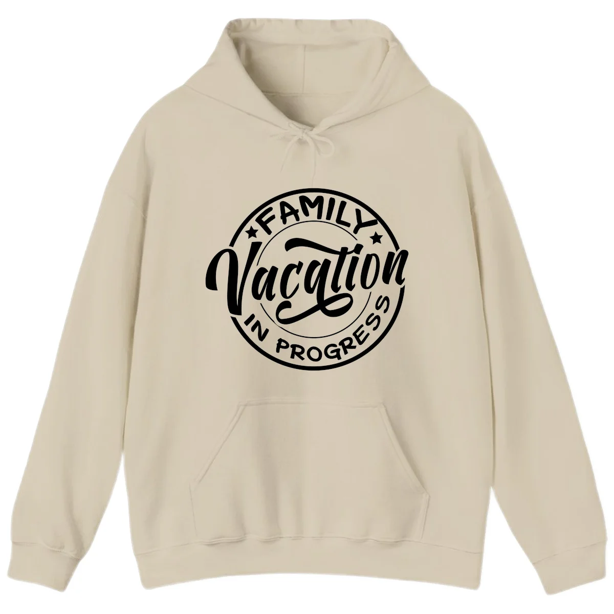 Family Vacation Badge Hoodie in Sand