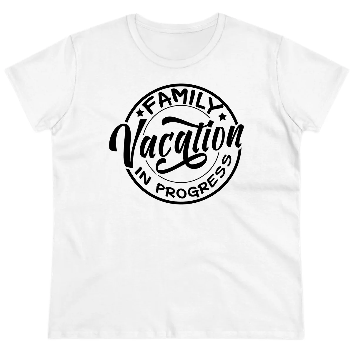 Family Vacation Badge Ladies Tee in White