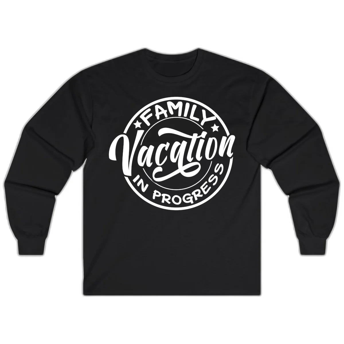 Family Vacation Badge Long Sleeve in Black