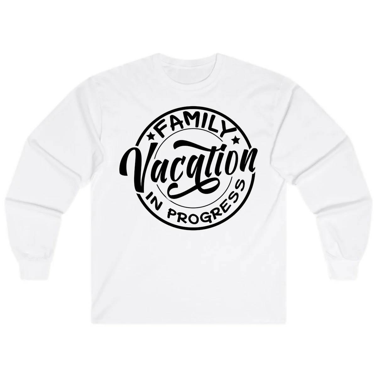 Family Vacation Badge Long Sleeve in White