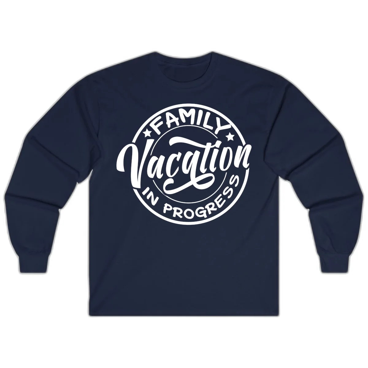 Family Vacation Badge Long Sleeve in Navy