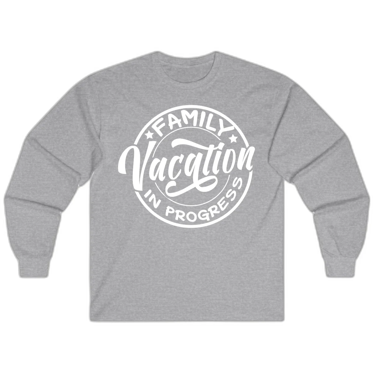 Family Vacation Badge Long Sleeve in Sport Grey