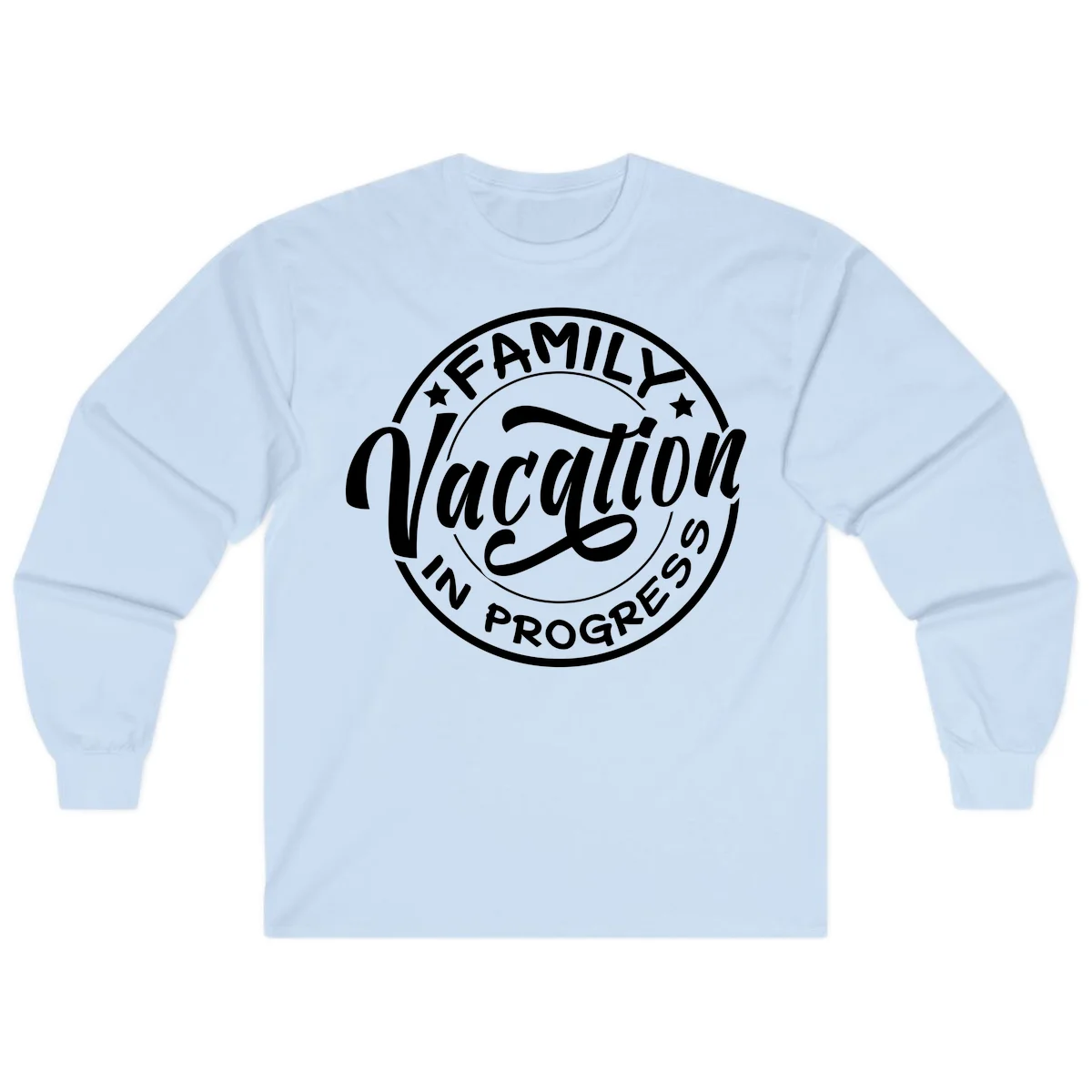 Family Vacation Badge Long Sleeve in Light Blue