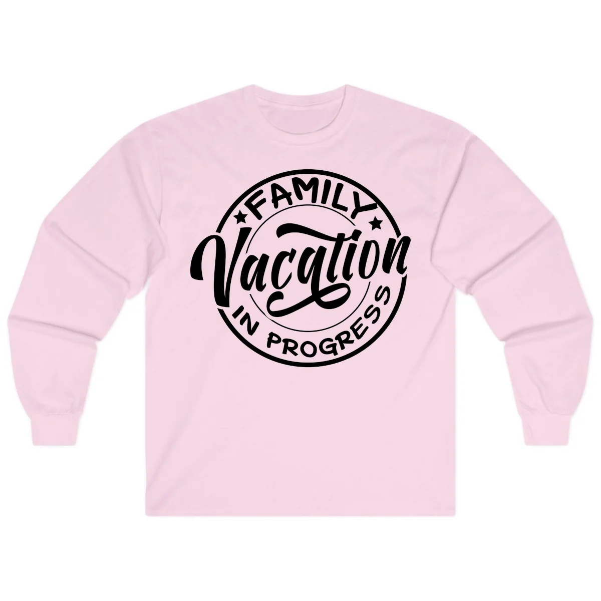 Family Vacation Badge Long Sleeve in Light Pink