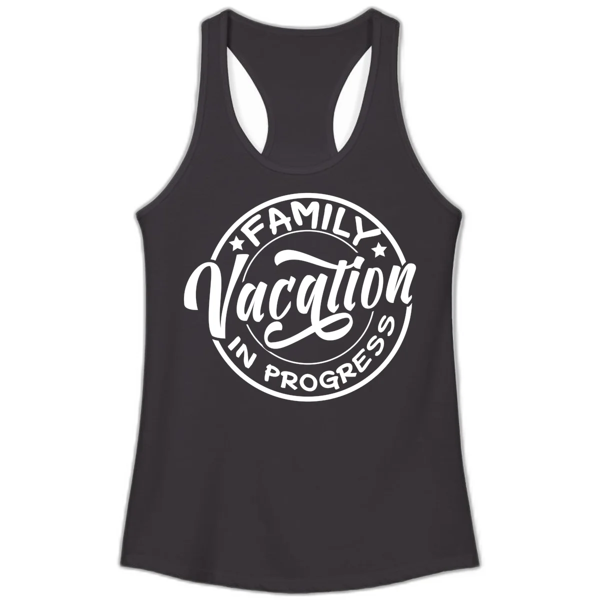 Family Vacation Badge Ladies Tank in Black