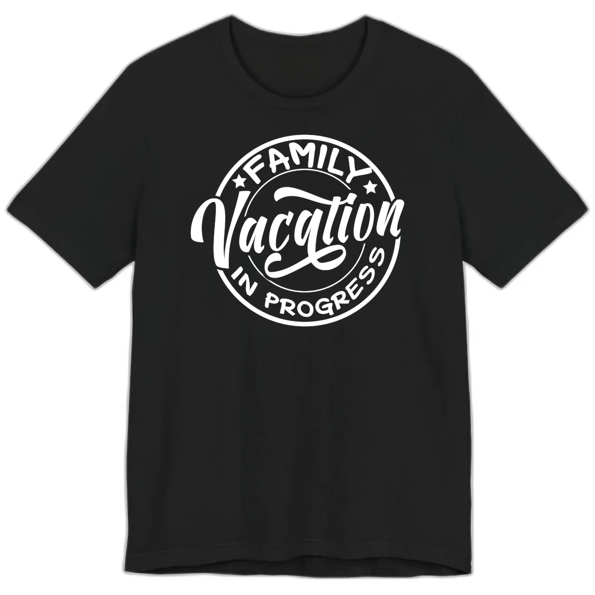 Family Vacation Badge Premium T-Shirt in Black