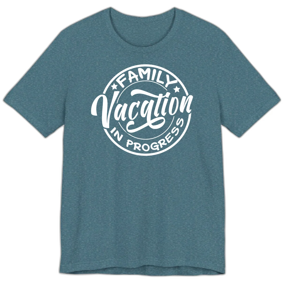 Family Vacation Badge Premium T-Shirt in Heather Deep Teal