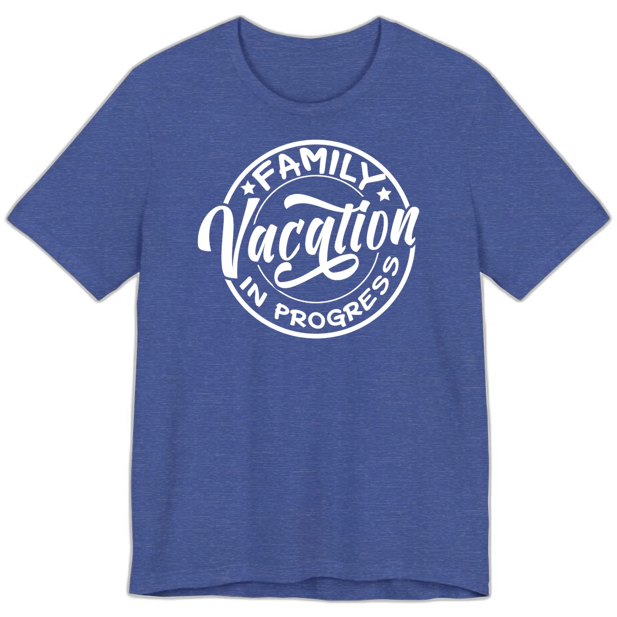 Family Vacation Badge Premium T-Shirt in Heather True Royal