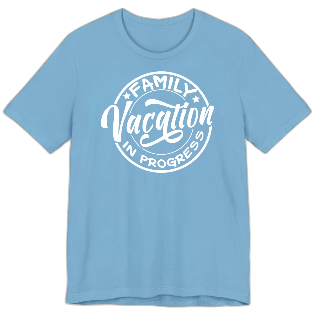 Family Vacation Badge Premium T-Shirt in Ocean Blue