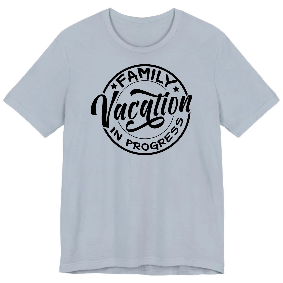 Family Vacation Badge Premium T-Shirt in Light Blue