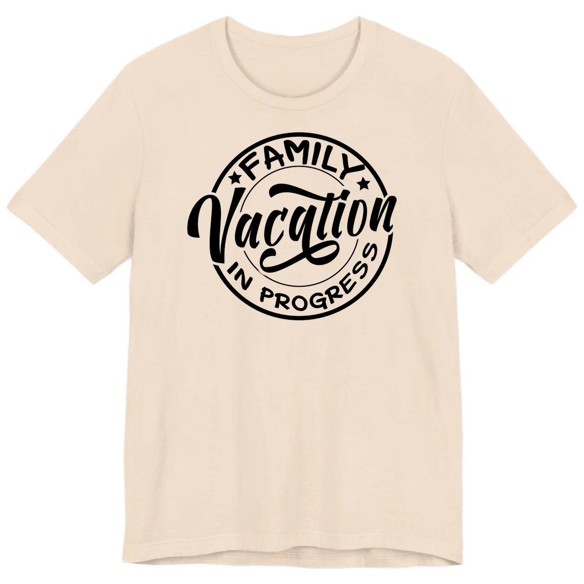 Family Vacation Badge Premium T-Shirt in Soft Cream