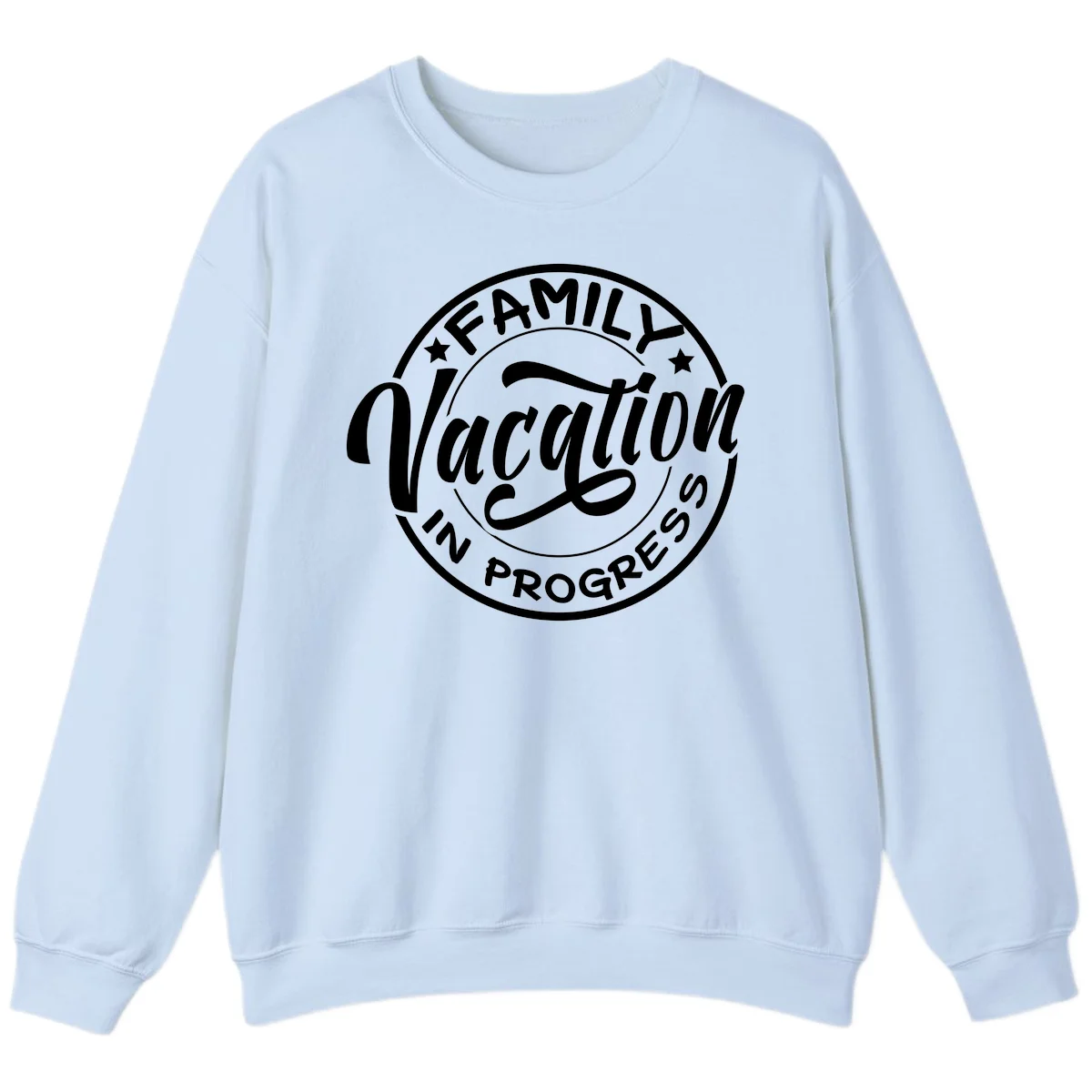 Family Vacation Badge Sweatshirt in Light Blue