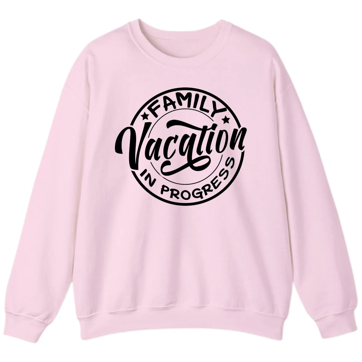 Family Vacation Badge Sweatshirt in Light Pink