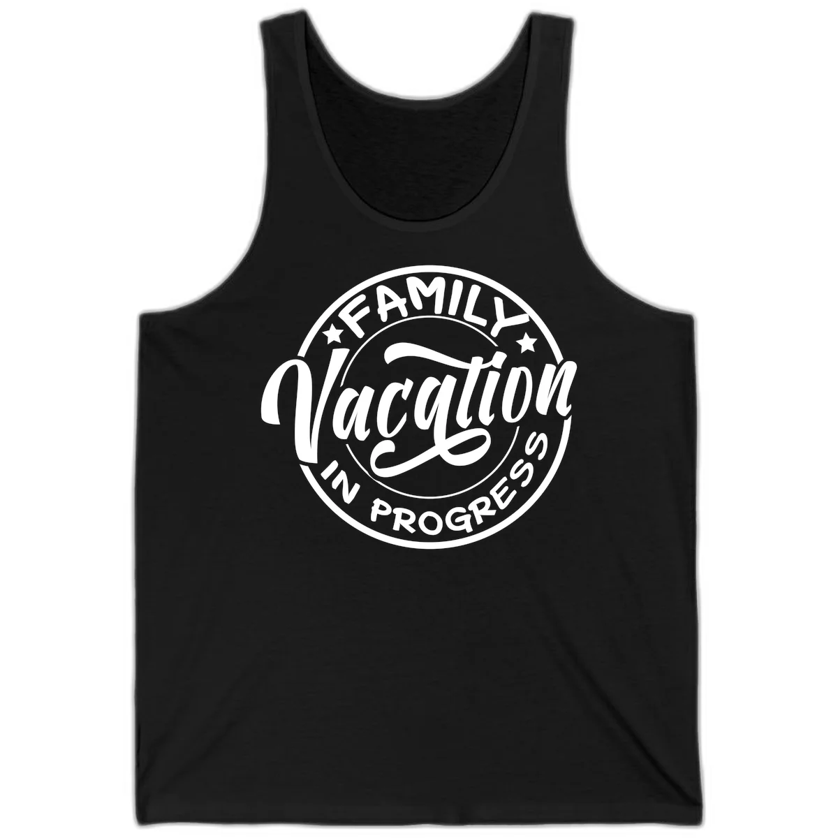 Family Vacation Badge Tank in Black