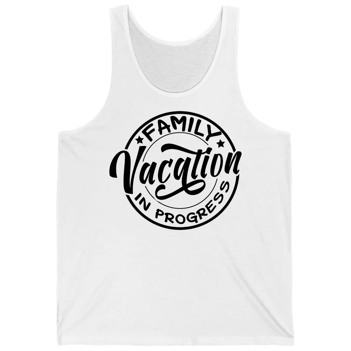 Family Vacation Badge Tank in White