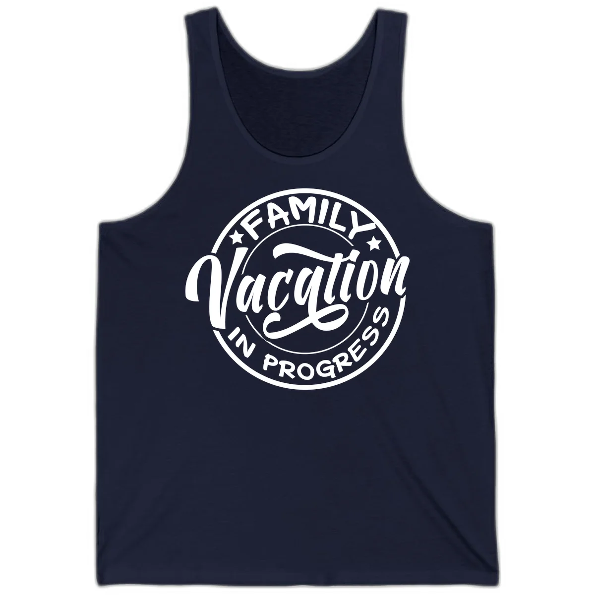 Family Vacation Badge Tank in Navy