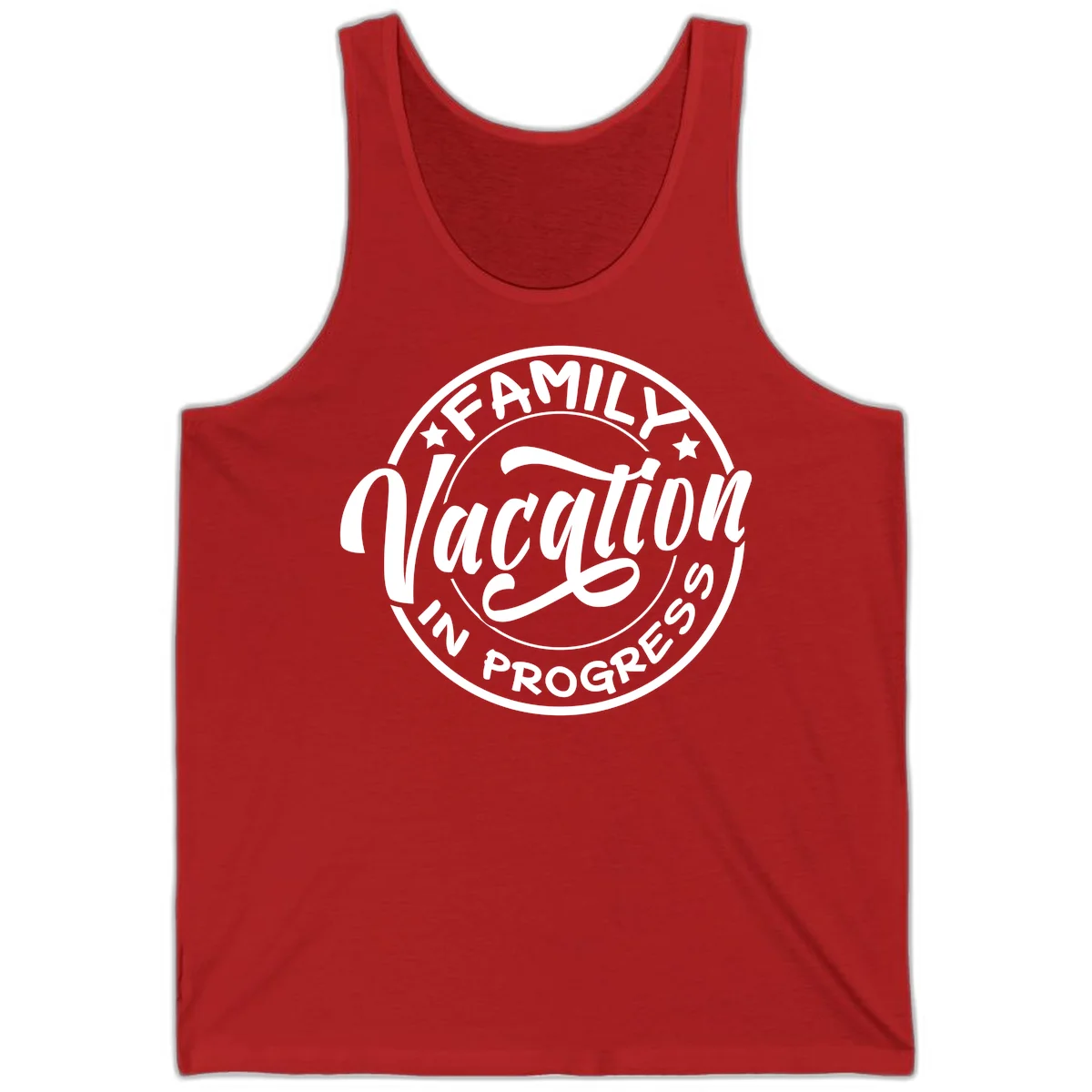 Family Vacation Badge Tank in Red