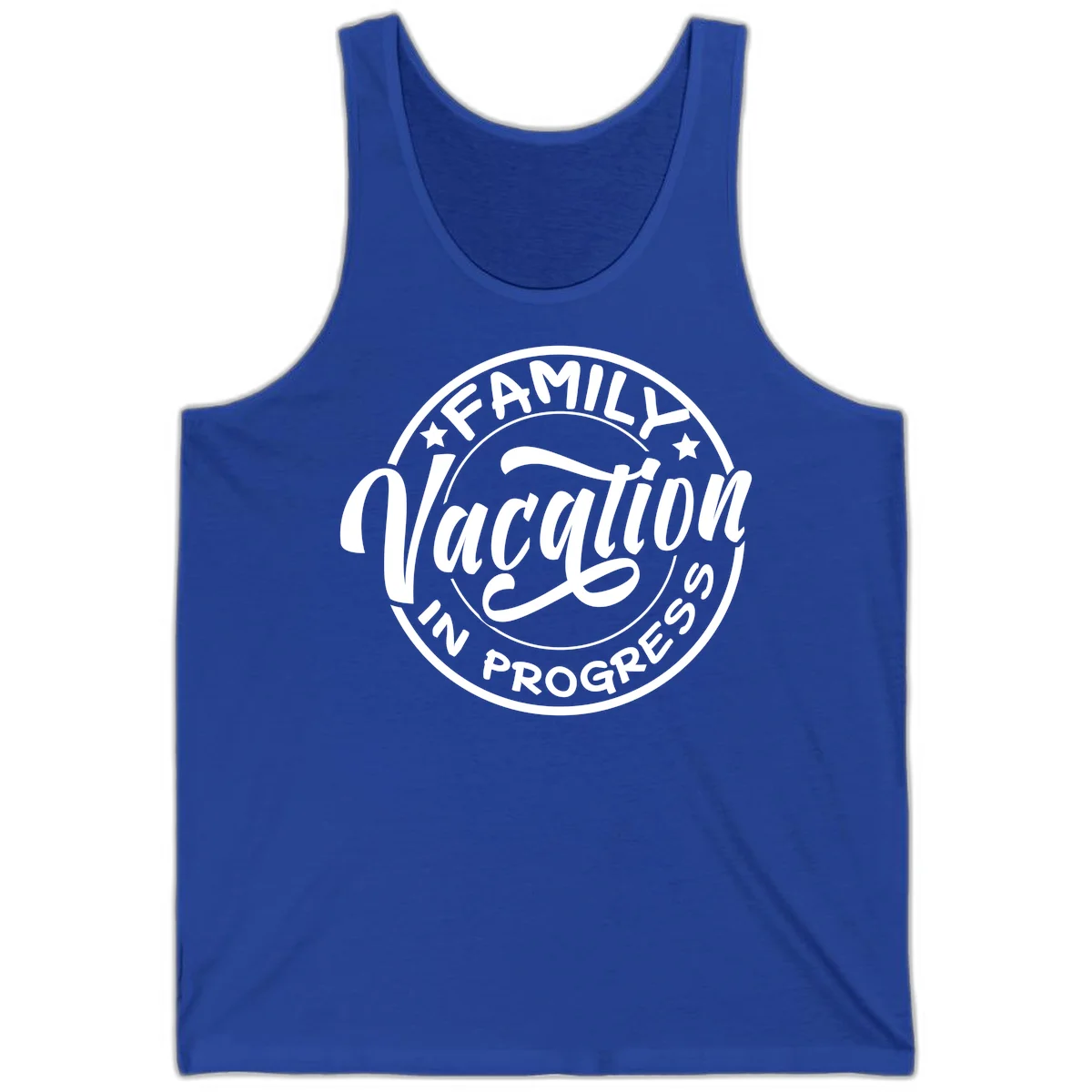 Family Vacation Badge Tank in True Royal