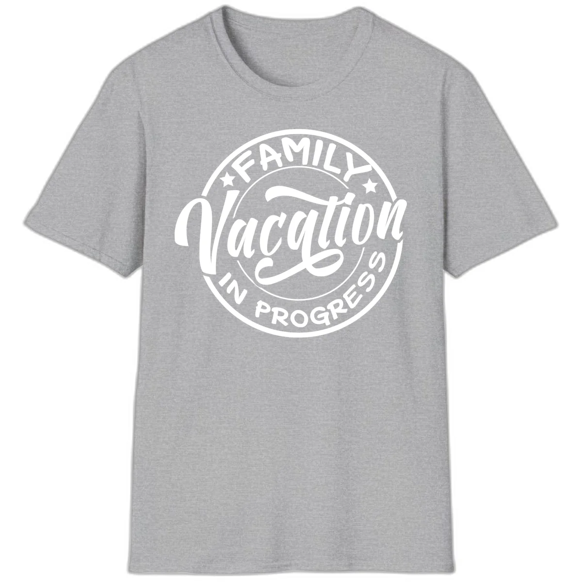 Family Vacation Badge T-Shirt in Sport Grey