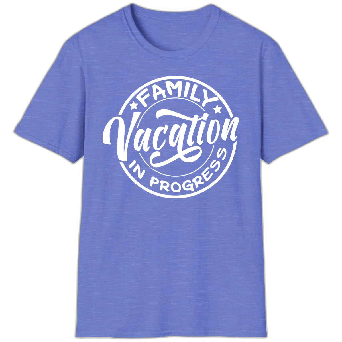 Family Vacation Badge T-Shirt in Heather Royal
