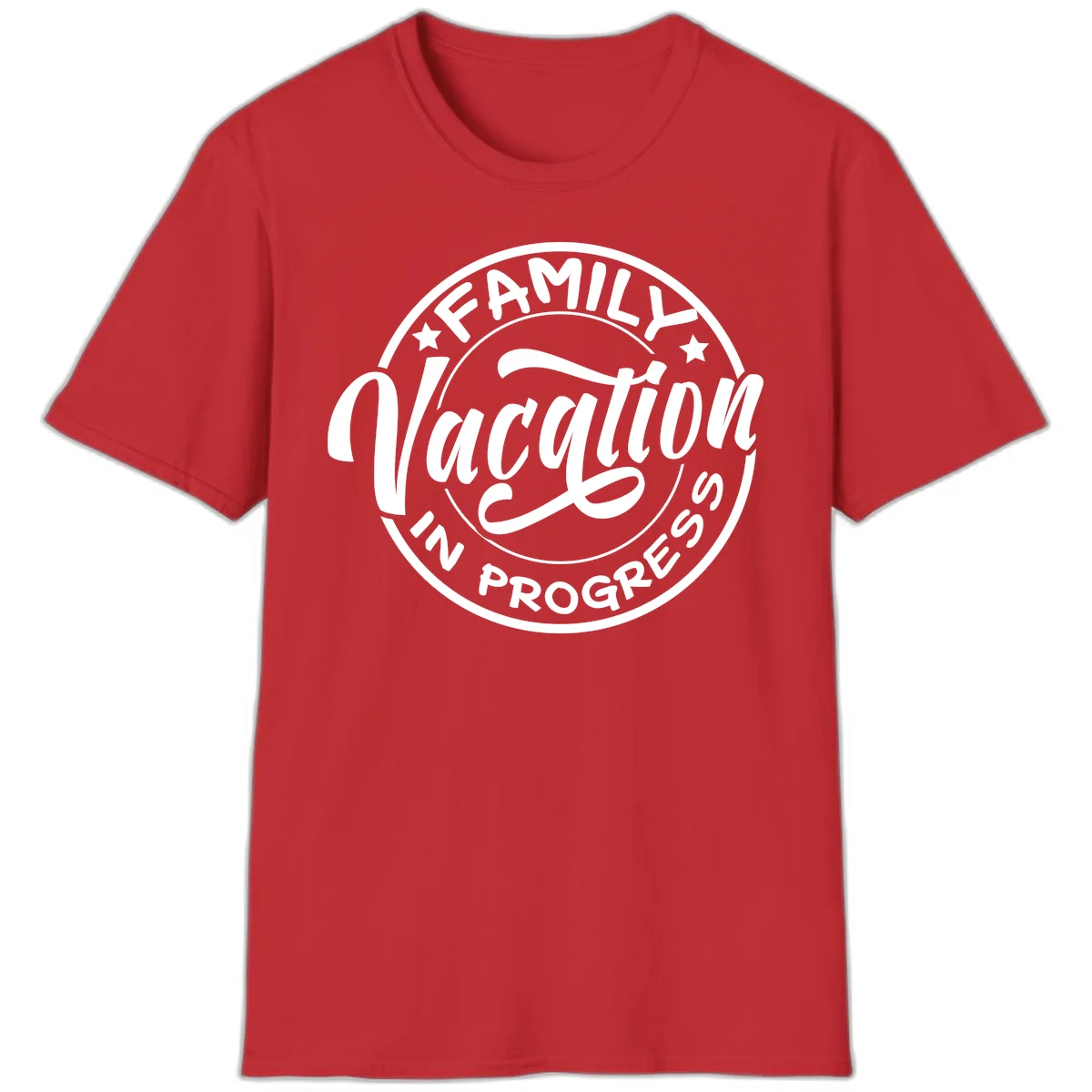 Family Vacation Badge T-Shirt in Red
