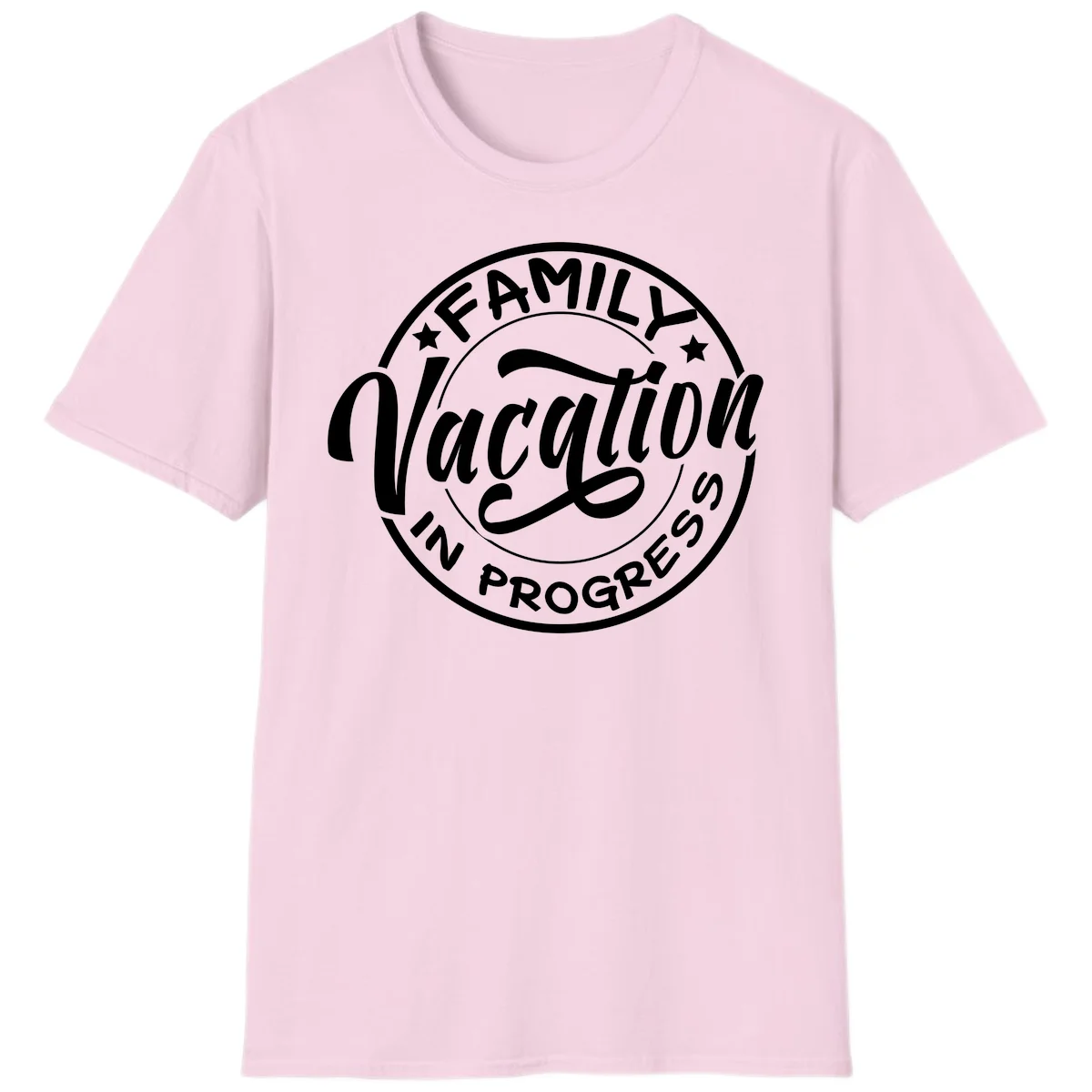 Family Vacation Badge T-Shirt in Light Pink