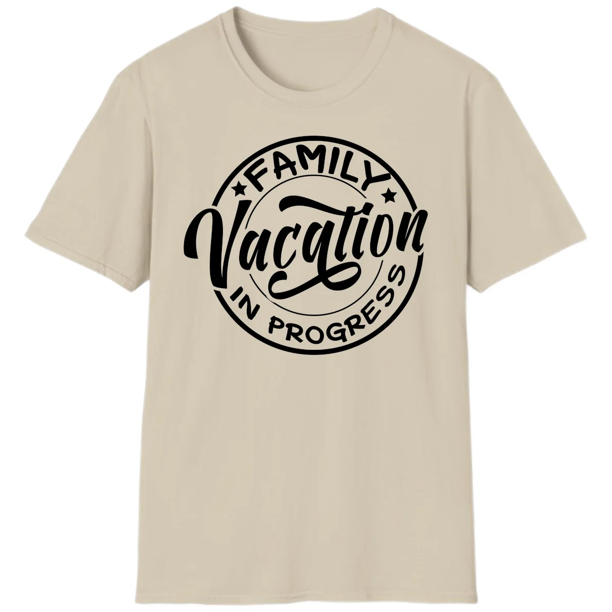 Family Vacation Badge T-Shirt in Sand