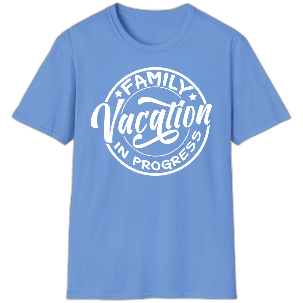 Family Vacation Badge T-Shirt in Carolina Blue