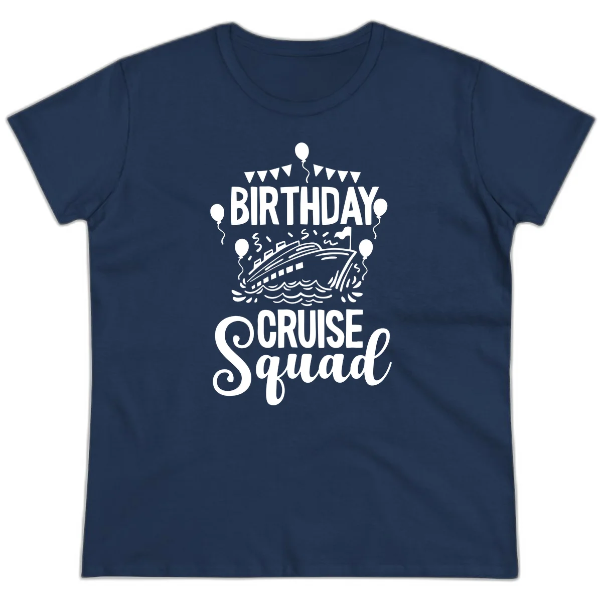 Birthday Cruise Squad Ladies Tee in Navy