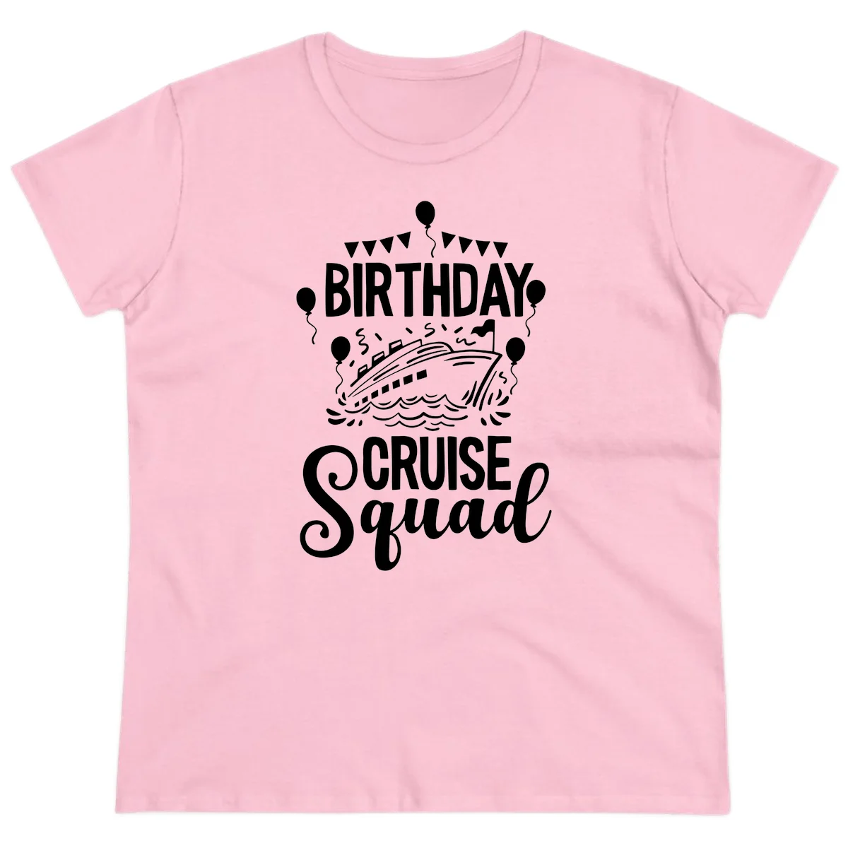 Birthday Cruise Squad Ladies Tee in Light Pink