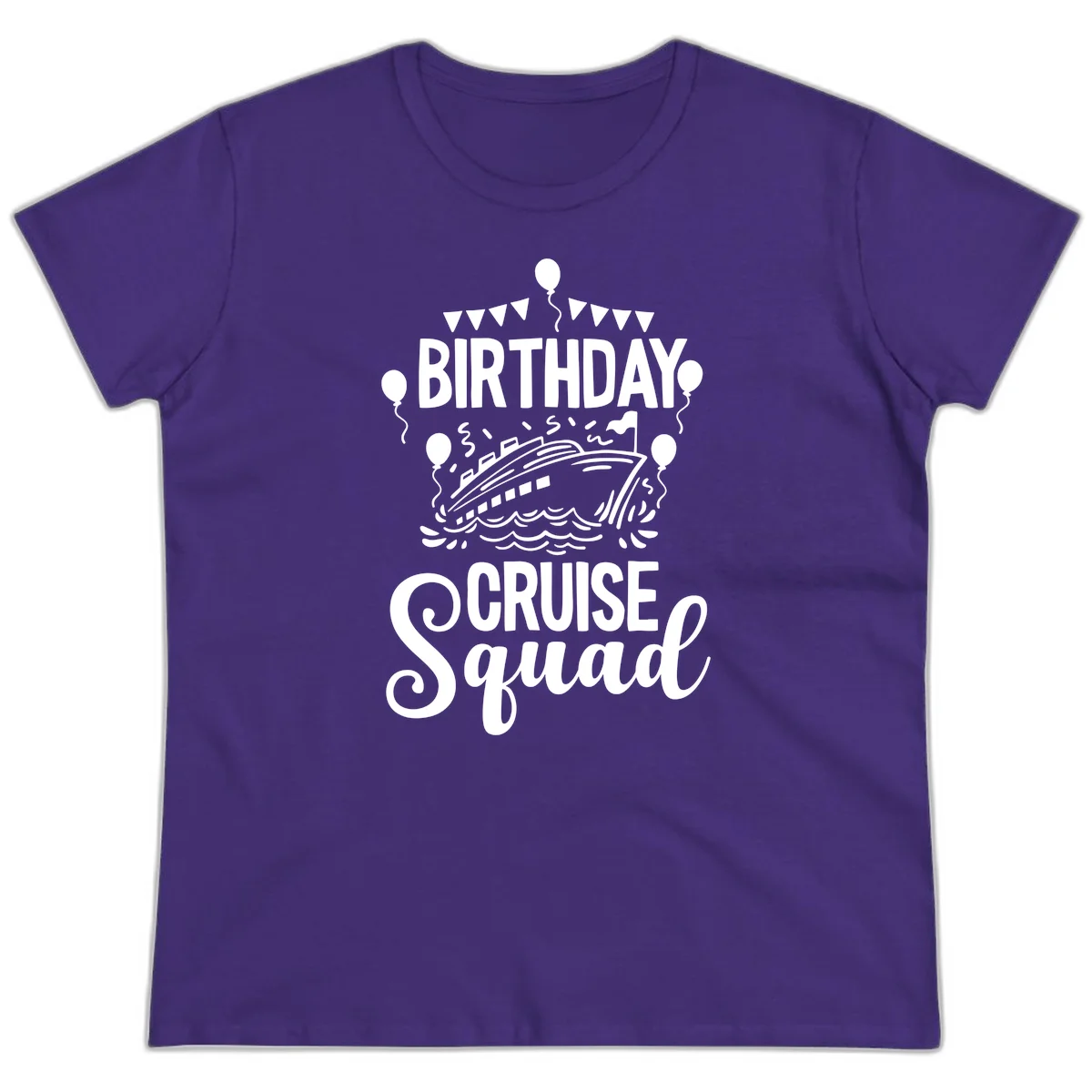 Birthday Cruise Squad Ladies Tee in Purple