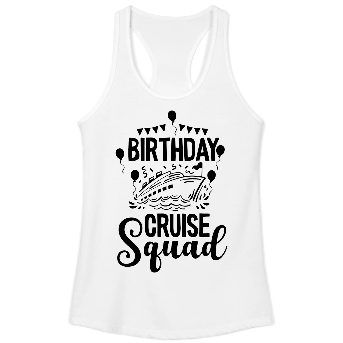 Birthday Cruise Squad Ladies Tank Top in White
