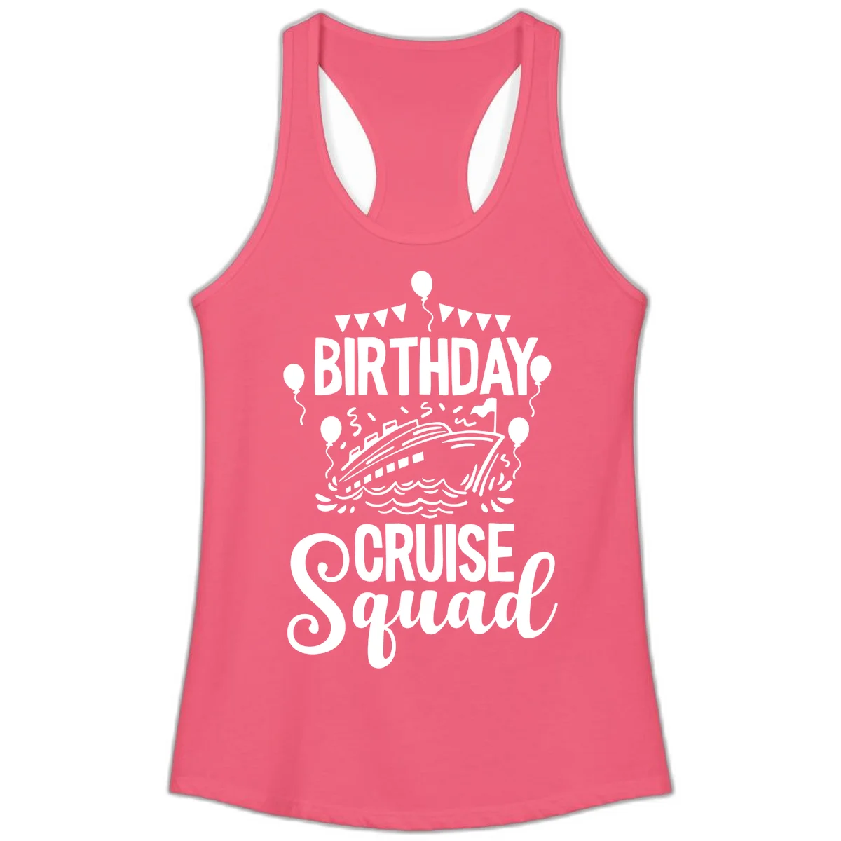 Birthday Cruise Squad Ladies Tank Top in Hot Pink