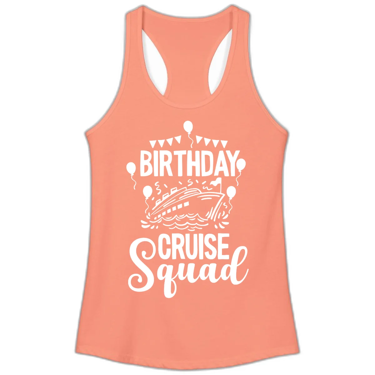 Birthday Cruise Squad Ladies Tank Top in Solid Light Orange