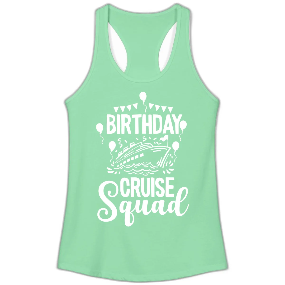 Birthday Cruise Squad Ladies Tank Top in Solid Mint