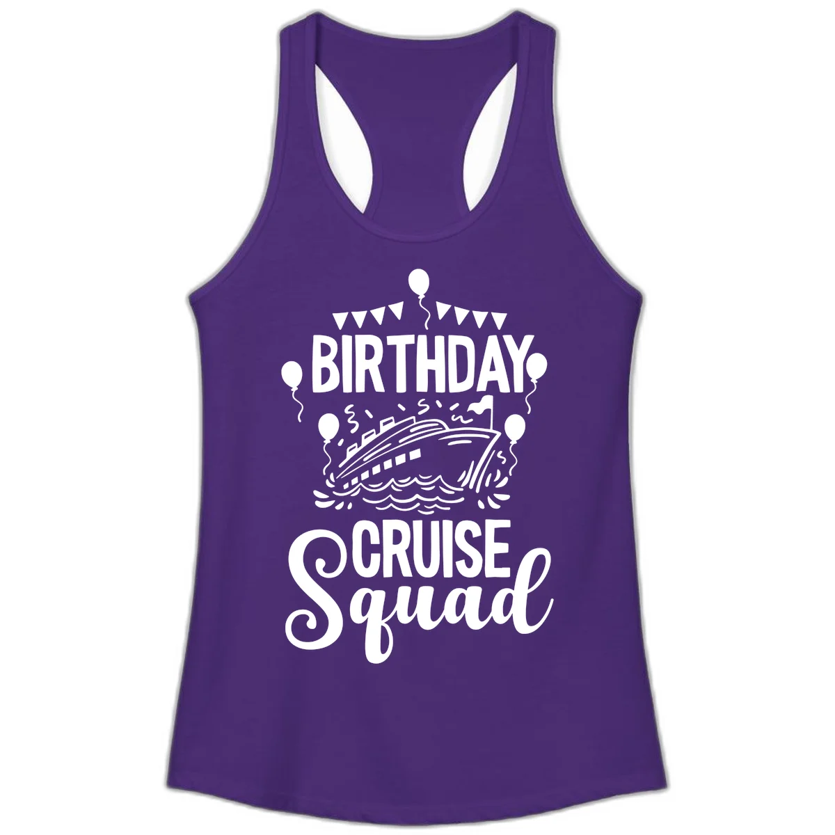 Birthday Cruise Squad Ladies Tank Top in Solid Purple Rush