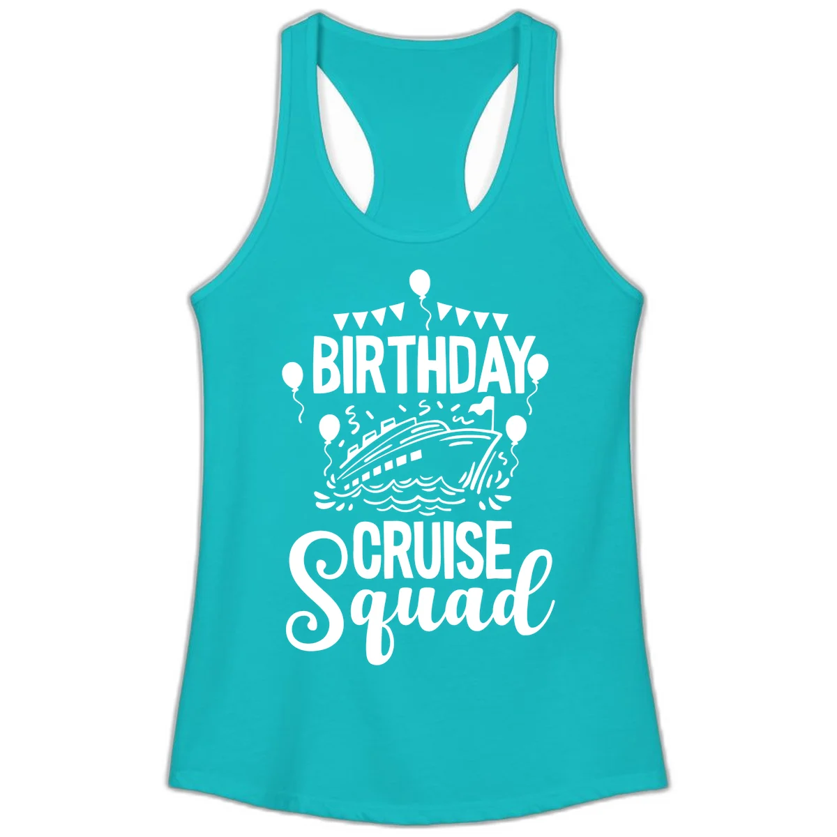 Birthday Cruise Squad Ladies Tank Top in Tahiti Blue