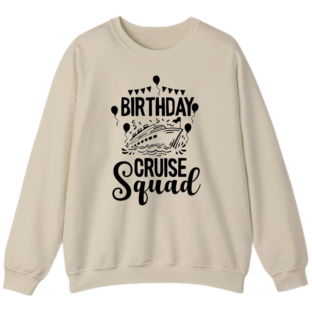 Birthday Cruise Squad Crewneck Sweatshirt in Sand