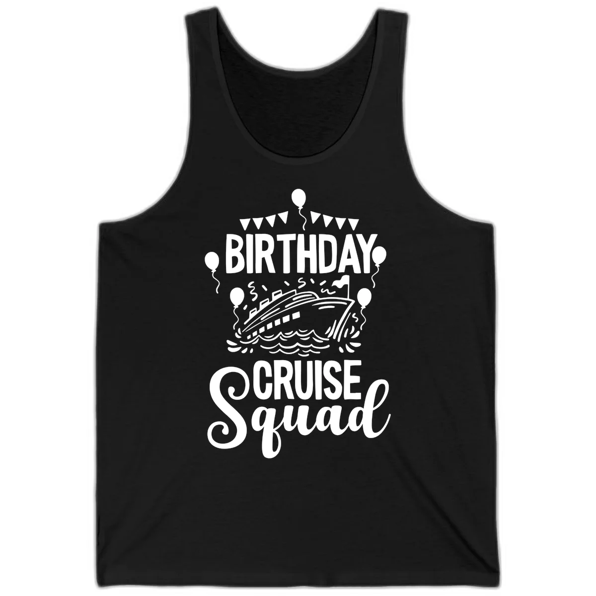 Birthday Cruise Squad Tank Top in Black