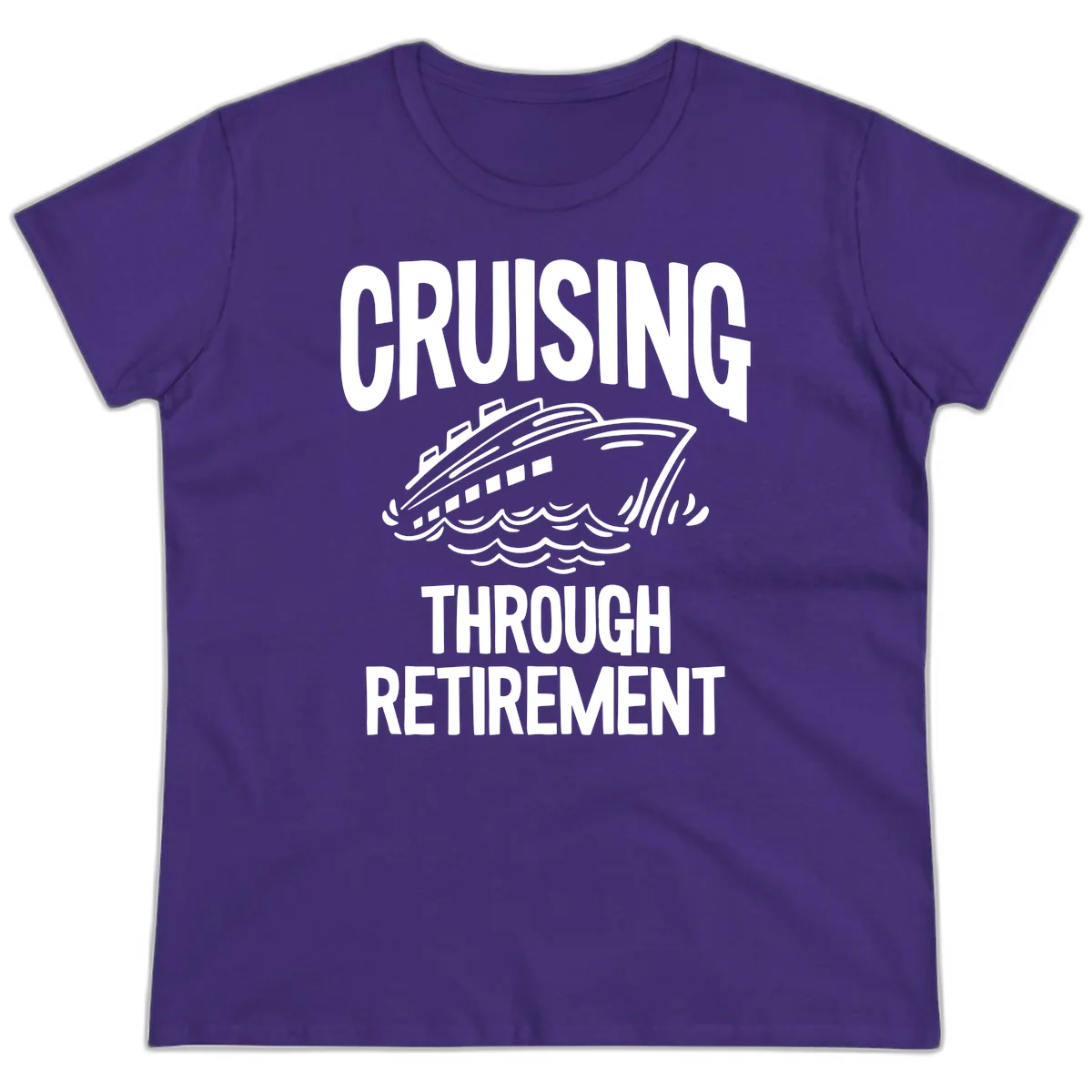Cruising Through Retirement Ladies Tee in Purple