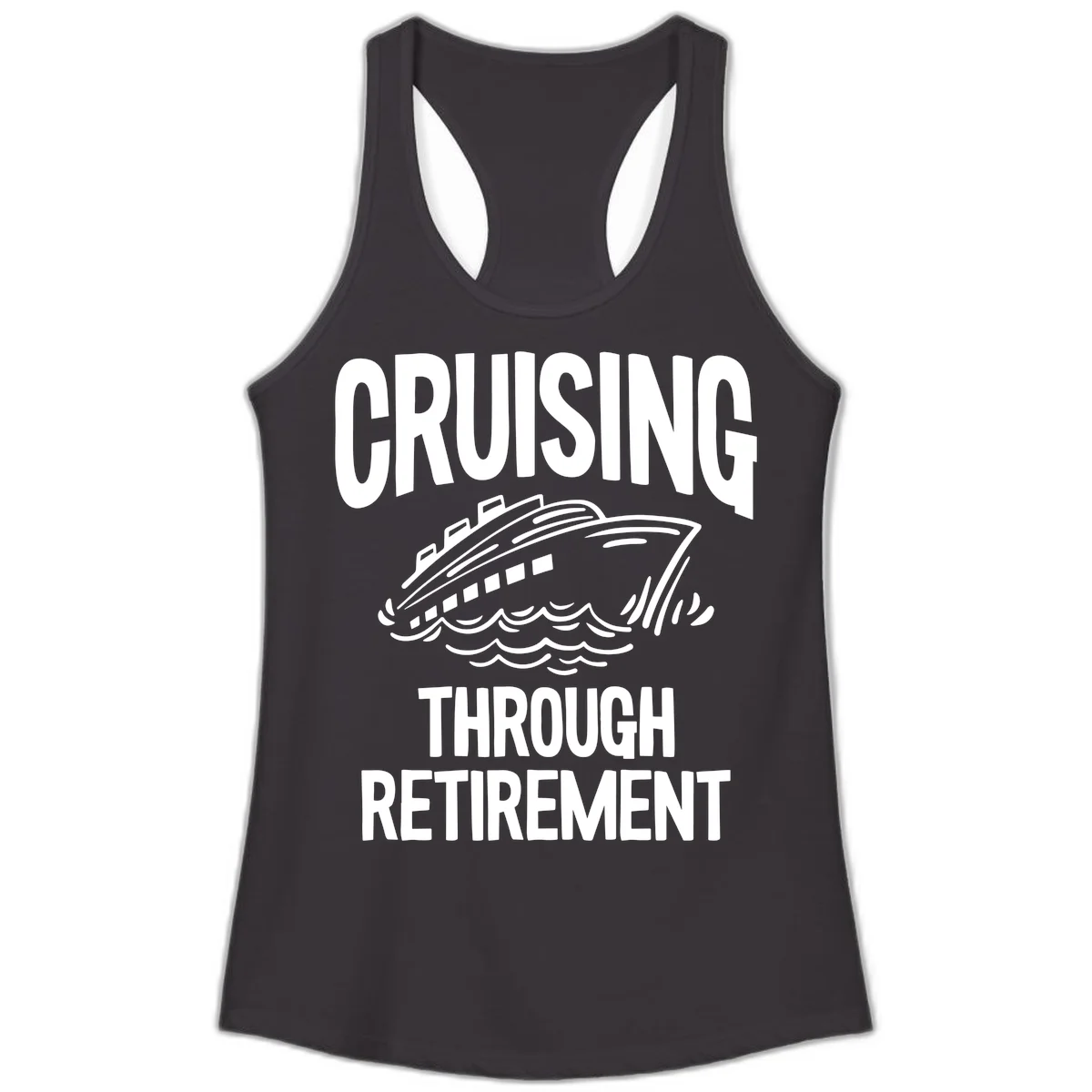 Cruising Through Retirement Ladies Tank Top in Black