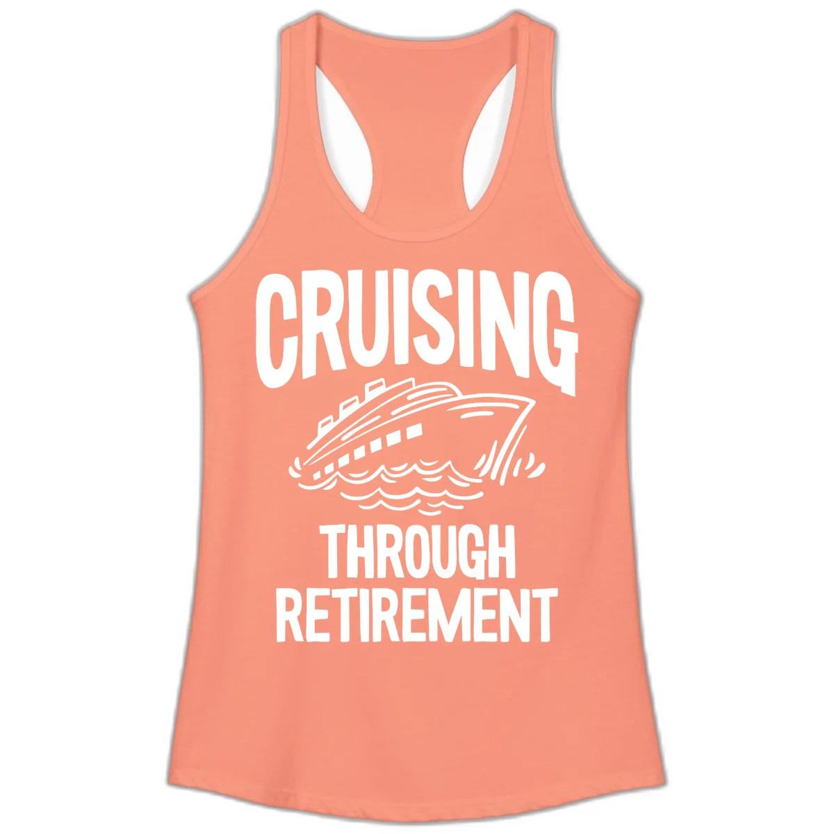 Cruising Through Retirement Ladies Tank Top in Solid Light Orange